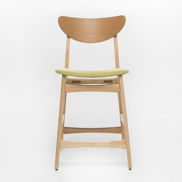 English Elm Counter Height Chairs Set of 2 Mid Century Rubberwood Frame Upholstered Kitchen Island Green Green N771P472974L