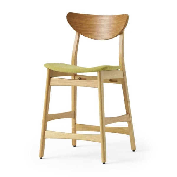 English Elm Counter Height Chairs Set of 2 Mid Century Rubberwood Frame Upholstered Kitchen Island Green Green N771P472974L
