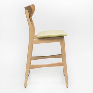 English Elm Counter Height Chairs Set of 2 Mid Century Rubberwood Frame Upholstered Kitchen Island Green Green N771P472974L