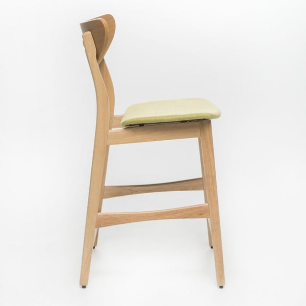 English Elm Counter Height Chairs Set of 2 Mid Century Rubberwood Frame Upholstered Kitchen Island Green Green N771P472974L