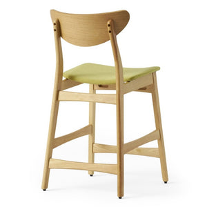 English Elm Counter Height Chairs Set of 2 Mid Century Rubberwood Frame Upholstered Kitchen Island Green Green N771P472974L