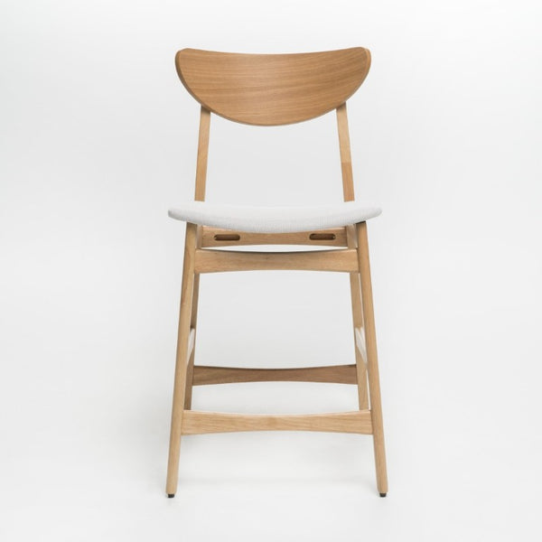 English Elm Counter Height Chairs Set of 2 Mid Century Rubberwood Frame Upholstered Kitchen Island Light Beige Light Beige N771P472974M