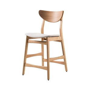 English Elm Counter Height Chairs Set of 2 Mid Century Rubberwood Frame Upholstered Kitchen Island Light Beige Light Beige N771P472974M