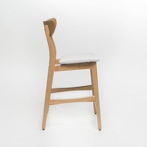 English Elm Counter Height Chairs Set of 2 Mid Century Rubberwood Frame Upholstered Kitchen Island Light Beige Light Beige N771P472974M