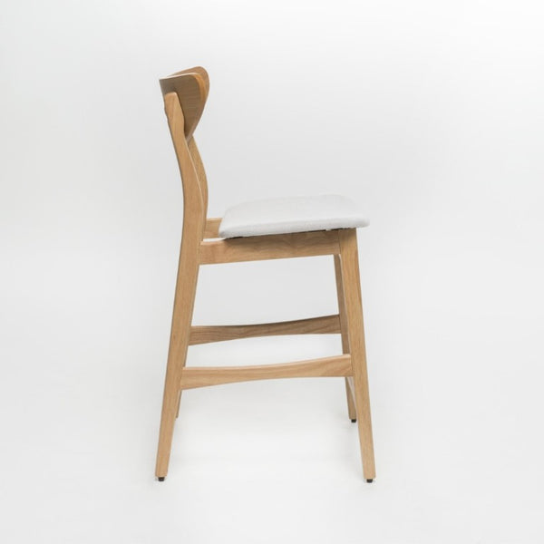 English Elm Counter Height Chairs Set of 2 Mid Century Rubberwood Frame Upholstered Kitchen Island Light Beige Light Beige N771P472974M