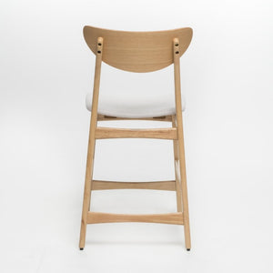 English Elm Counter Height Chairs Set of 2 Mid Century Rubberwood Frame Upholstered Kitchen Island Light Beige Light Beige N771P472974M