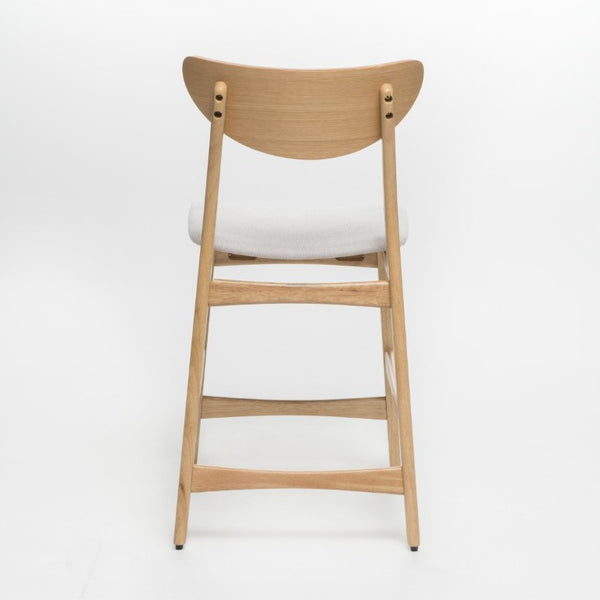 English Elm Counter Height Chairs Set of 2 Mid Century Rubberwood Frame Upholstered Kitchen Island Light Beige Light Beige N771P472974M