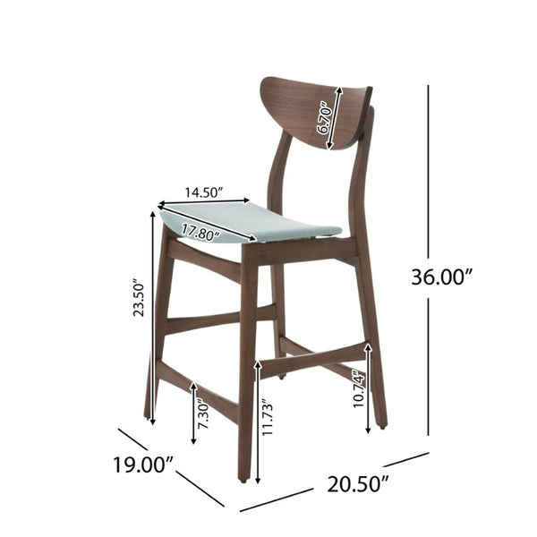 English Elm Counter Height Chairs Set of 2 Mid Century Rubberwood Frame Upholstered Kitchen Island Mint Mint N771P472974R