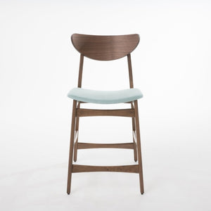 English Elm Counter Height Chairs Set of 2 Mid Century Rubberwood Frame Upholstered Kitchen Island Mint Mint N771P472974R