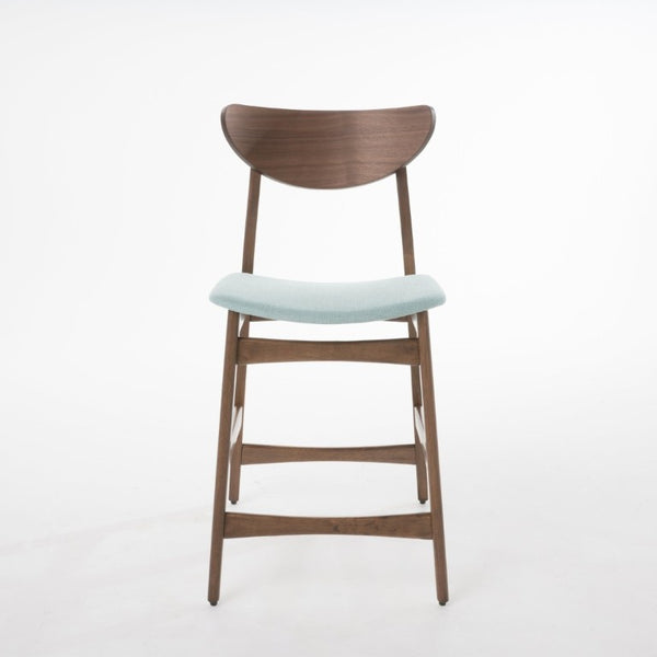 English Elm Counter Height Chairs Set of 2 Mid Century Rubberwood Frame Upholstered Kitchen Island Mint Mint N771P472974R