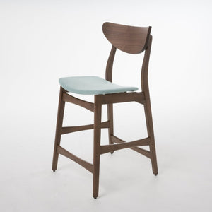 English Elm Counter Height Chairs Set of 2 Mid Century Rubberwood Frame Upholstered Kitchen Island Mint Mint N771P472974R