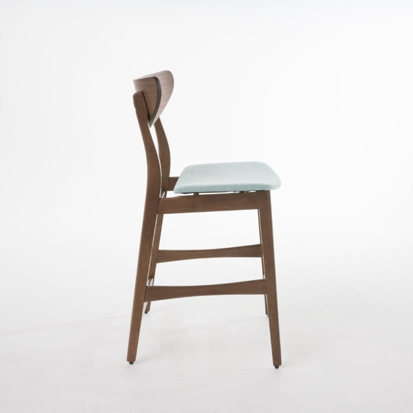 English Elm Counter Height Chairs Set of 2 Mid Century Rubberwood Frame Upholstered Kitchen Island Mint Mint N771P472974R