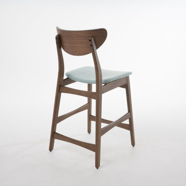 English Elm Counter Height Chairs Set of 2 Mid Century Rubberwood Frame Upholstered Kitchen Island Mint Mint N771P472974R
