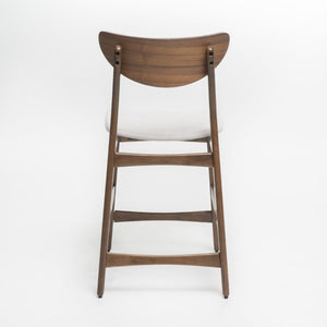 English Elm Counter Height Chairs Set of 2 Mid Century Rubberwood Frame Upholstered Kitchen Island Light Beige Walnut N771P472974T