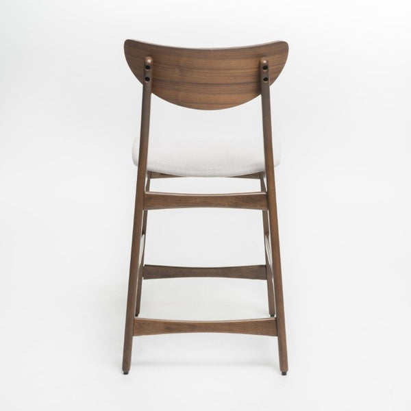 English Elm Counter Height Chairs Set of 2 Mid Century Rubberwood Frame Upholstered Kitchen Island Light Beige Walnut N771P472974T