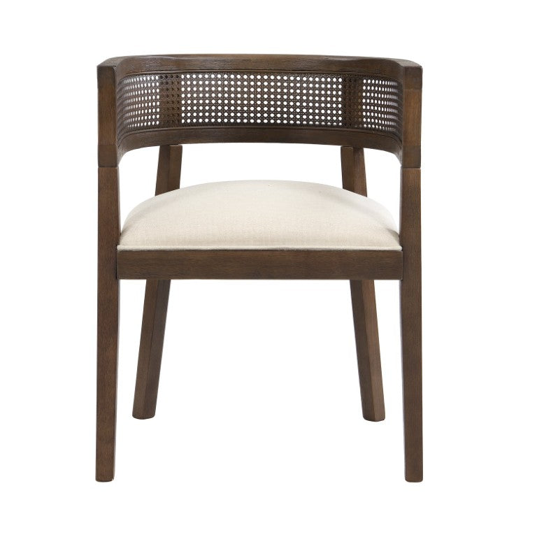 English Elm Dining Chair Set of 2 Rattan Backrest Walnut Legs Upholstered Tub Seat Modern N771P482995T