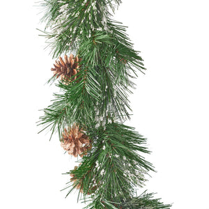 English Elm 2-packed Snow Tipped Led Holiday Garlands with Pine Cones for Festive Mantel Decor N772P206434G