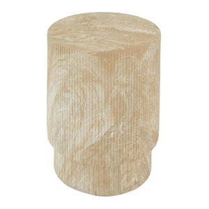 English Elm Handmade MgO Ribbed Side Table Travertine Beige Finish for Patio or Living Room N772P261960T