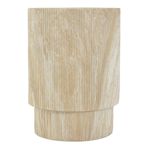 English Elm Handmade MgO Ribbed Side Table Travertine Beige Finish for Patio or Living Room N772P261960T