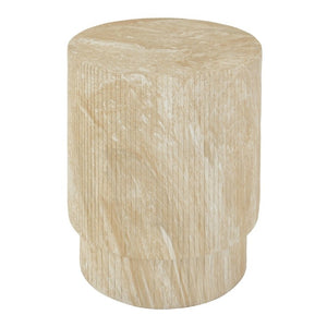 English Elm Handmade MgO Ribbed Side Table Travertine Beige Finish for Patio or Living Room N772P261960T