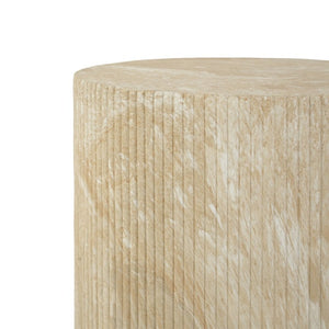 English Elm Handmade MgO Ribbed Side Table Travertine Beige Finish for Patio or Living Room N772P261960T