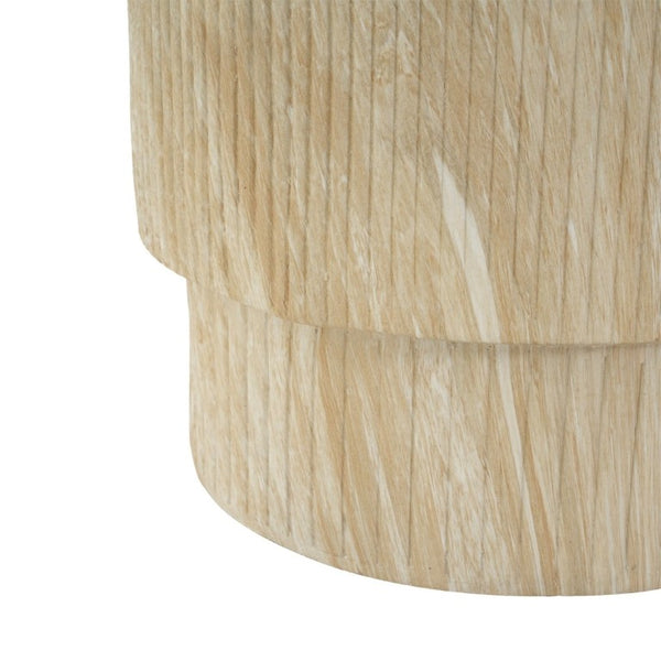 English Elm Handmade MgO Ribbed Side Table Travertine Beige Finish for Patio or Living Room N772P261960T