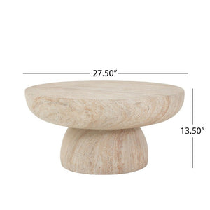 English Elm 27.5 Inch Round MGO Coffee Table Weather Resistant Low Profile Indoor Outdoor Use N772P262020N