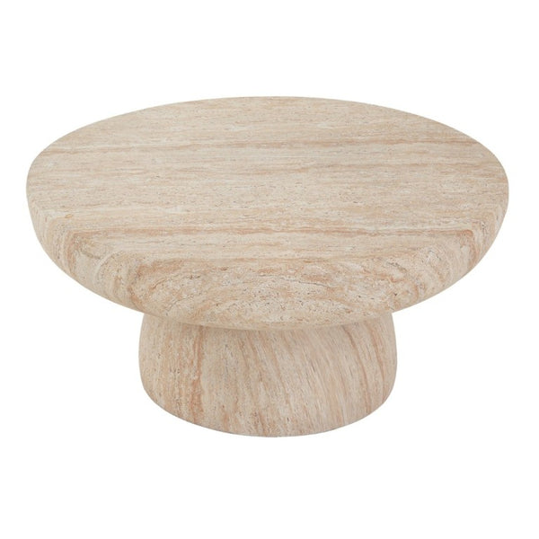 English Elm 27.5 Inch Round MGO Coffee Table Weather Resistant Low Profile Indoor Outdoor Use N772P262020N