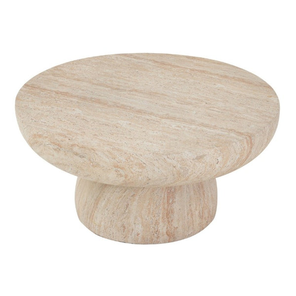 English Elm 27.5 Inch Round MGO Coffee Table Weather Resistant Low Profile Indoor Outdoor Use N772P262020N