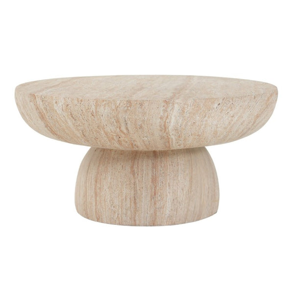 English Elm 27.5 Inch Round MGO Coffee Table Weather Resistant Low Profile Indoor Outdoor Use N772P262020N