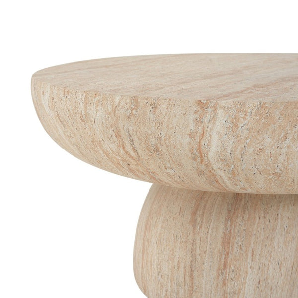 English Elm 27.5 Inch Round MGO Coffee Table Weather Resistant Low Profile Indoor Outdoor Use N772P262020N