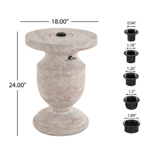 English Elm Mgo Travertine Finish Patio Umbrella Side Table Outdoor Weather Resistant Base N772P358135N