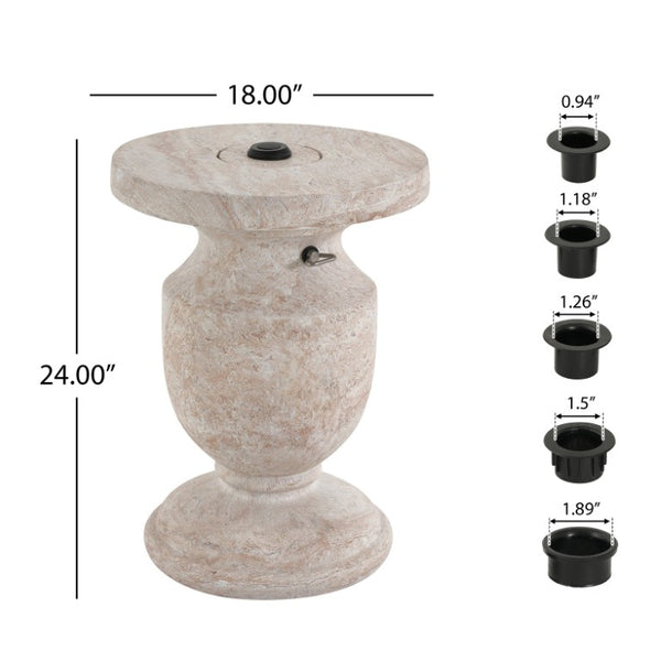 English Elm Mgo Travertine Finish Patio Umbrella Side Table Outdoor Weather Resistant Base N772P358135N
