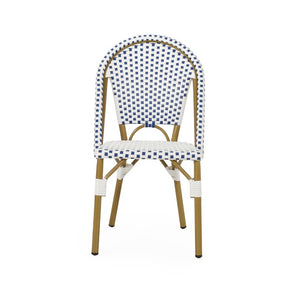 English Elm French Bistro Outdoor Dining Set Acacia Table Six Woven PE Rattan Chairs Umbrella Ready N772P378178T_69958.00-3