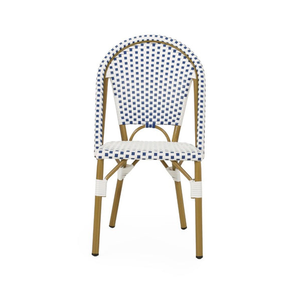 English Elm French Bistro Outdoor Dining Set Acacia Table Six Woven PE Rattan Chairs Umbrella Ready N772P378178T_69958.00-3
