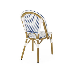 English Elm French Bistro Outdoor Dining Set Acacia Table Six Woven PE Rattan Chairs Umbrella Ready N772P378178T_69958.00-3