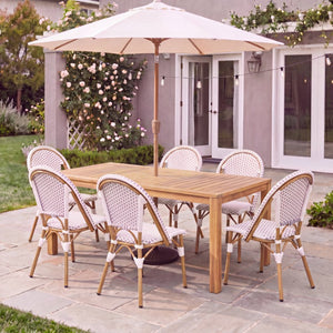 English Elm Outdoor Acacia Wood Reclining Chaise Lounge with Woven Rope Accents and MGO Side Table Teak, White + Gray N772P378178T_69958.00GRY-3