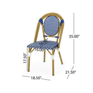English Elm Outdoor Acacia Wood Reclining Chaise Lounge with Woven Rope Accents and MGO Side Table Teak, White + Blue N772P378178T_69959.00-3