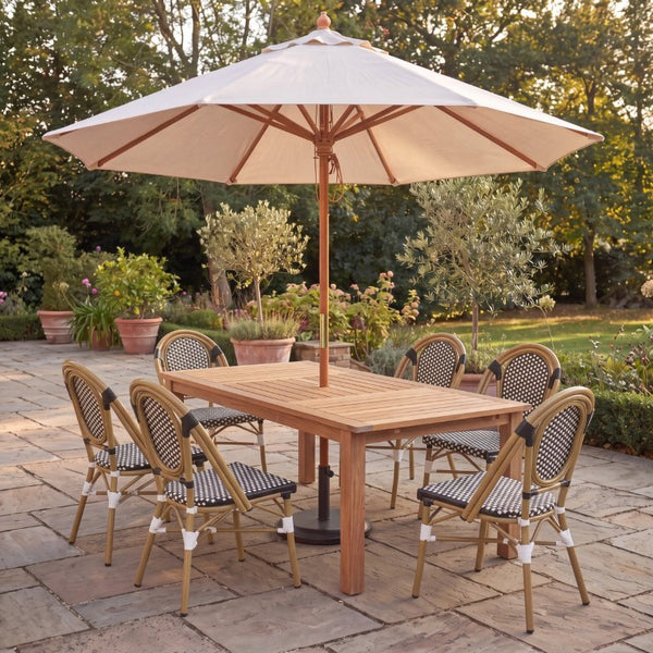English Elm French Bistro Outdoor Dining Set Acacia Table Rattan Chairs Seats Six Patio N772P378178T_69959.00BLK-3