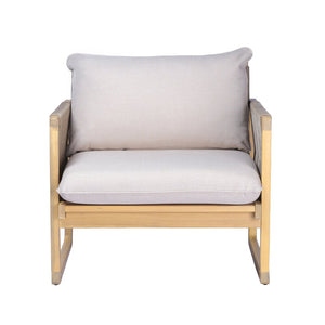 English Elm Modern Acacia Wood Patio Club Chair with Woven Rope Weave and Thick Cushioned Seat N772P378215L
