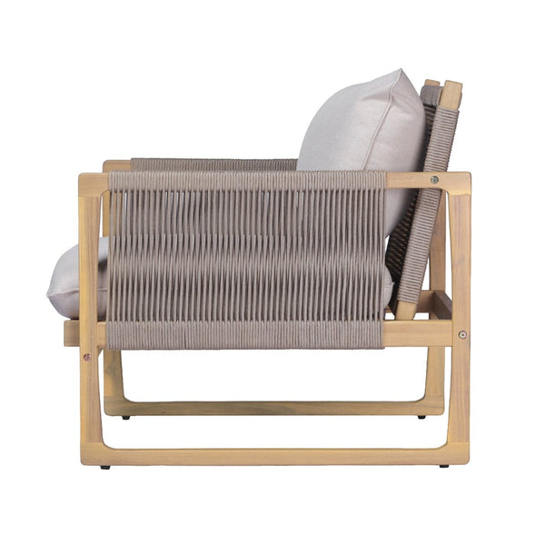 English Elm Modern Acacia Wood Patio Club Chair with Woven Rope Weave and Thick Cushioned Seat N772P378215L