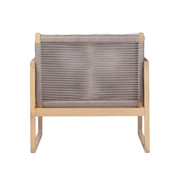 English Elm Modern Acacia Wood Patio Club Chair with Woven Rope Weave and Thick Cushioned Seat N772P378215L