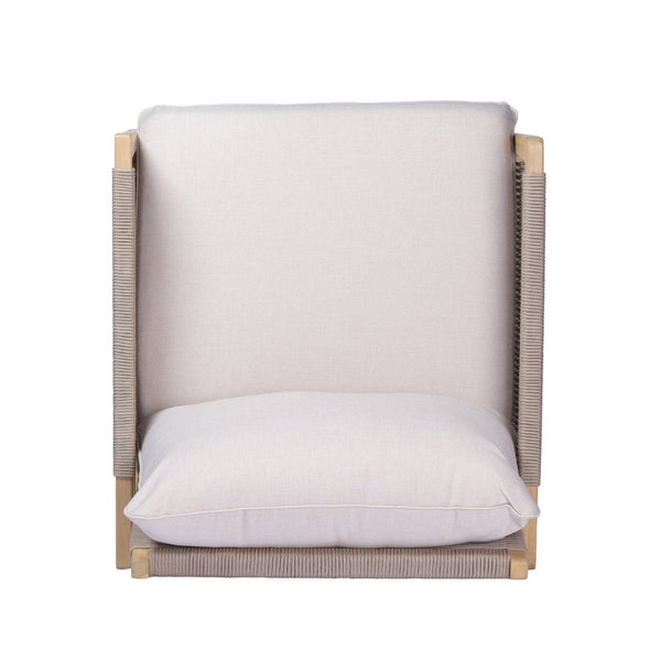 English Elm Modern Acacia Wood Patio Club Chair with Woven Rope Weave and Thick Cushioned Seat N772P378215L