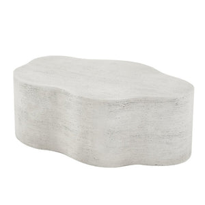 English Elm Cloud-Shaped MGO Coffee Table Travertine Finish Sculptural Indoor Outdoor Modern N772P379524W
