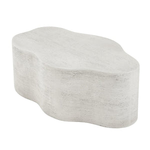 English Elm Cloud-Shaped MGO Coffee Table Travertine Finish Sculptural Indoor Outdoor Modern N772P379524W
