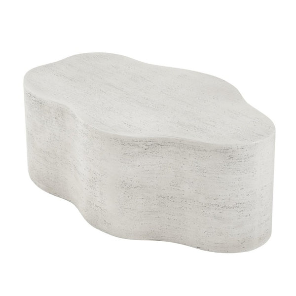 English Elm Cloud-Shaped MGO Coffee Table Travertine Finish Sculptural Indoor Outdoor Modern N772P379524W