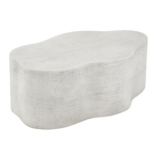 English Elm Cloud-Shaped MGO Coffee Table Travertine Finish Sculptural Indoor Outdoor Modern N772P379524W