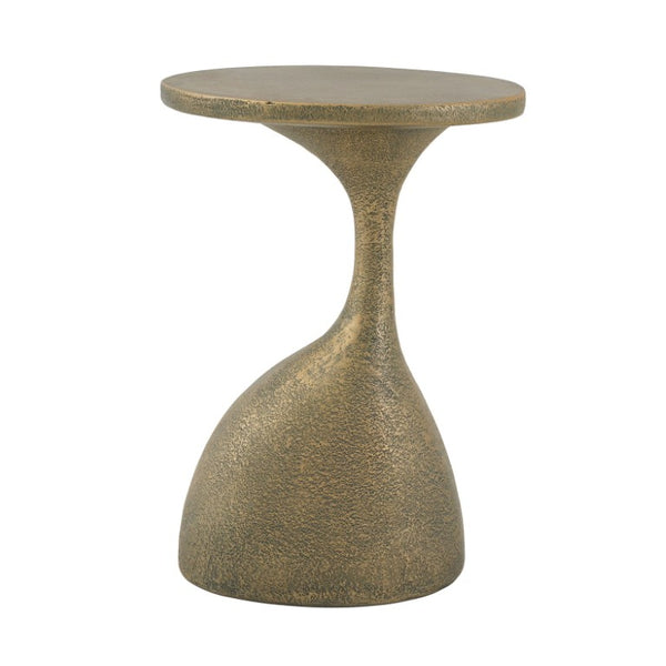 English Elm Outdoor MGO Oval Side Table Hand Painted Bronze Finish Sculptural Patio Accent N772P379525G