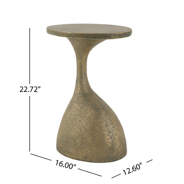 English Elm Outdoor MGO Oval Side Table Hand Painted Bronze Finish Sculptural Patio Accent N772P379525G