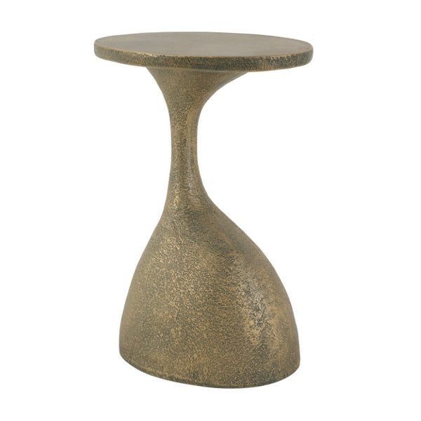 English Elm Outdoor MGO Oval Side Table Hand Painted Bronze Finish Sculptural Patio Accent N772P379525G
